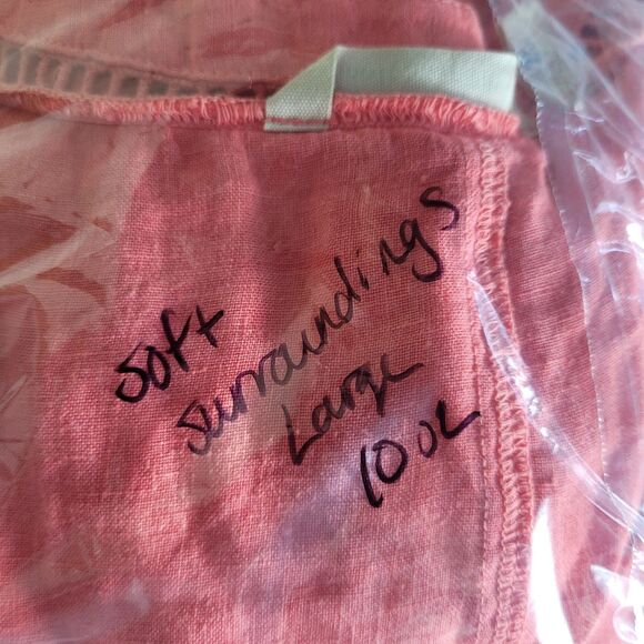 Soft Surroundings Linen Leonie Tunic Blouse Womens Size L Coral Boho Embroidered - Picture 11 of 11